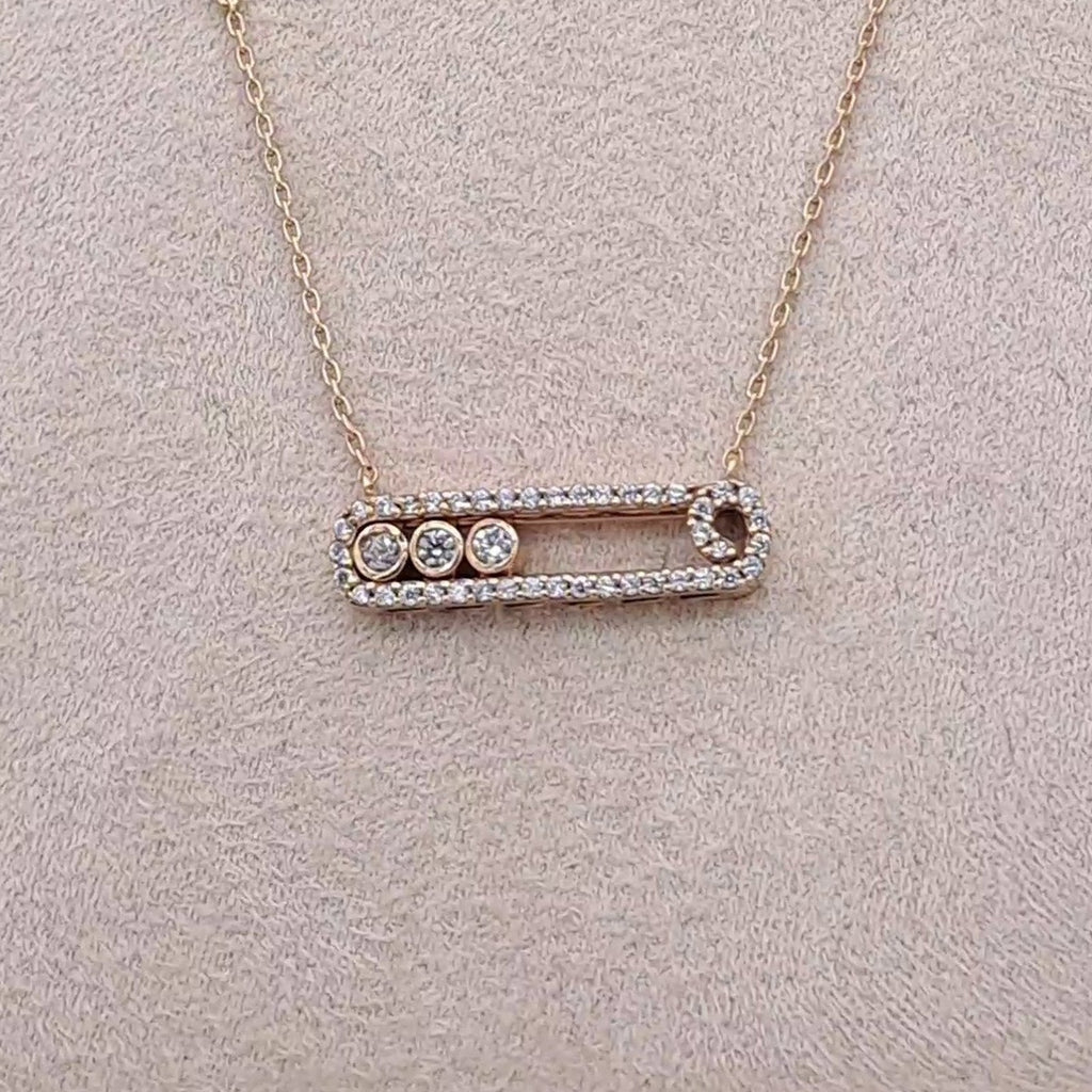 Collier Or Rose - Pendentif Ovale Serti, Pierres Mobiles – or 18 carats | Tariki