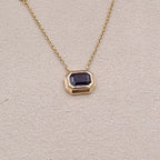 Collier Or Rose - Pendentif Pierre Violette Rectangulaire Sertie – or 18 carats | Tariki