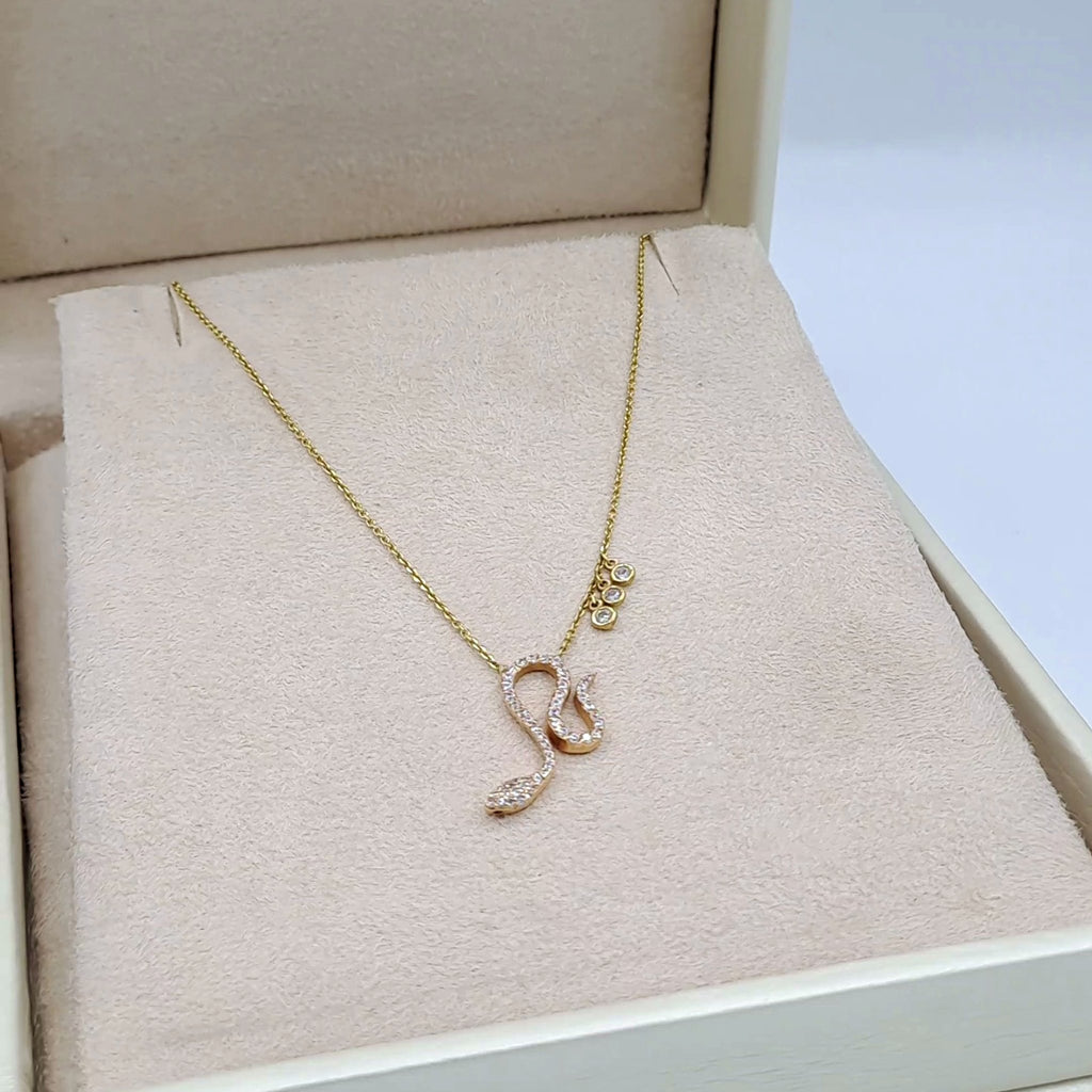 Collier Or Rose - Pendentif Serpent Serti de Pierres – or 18 carats | Tariki