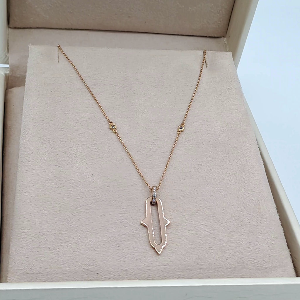 Collier Or Rose - Pendentif Symbole Amazigh Serti de Pierres – or 18 carats | Tariki