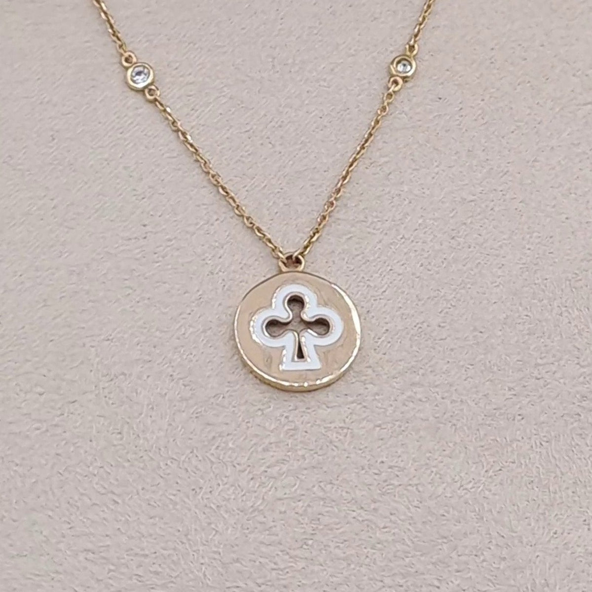 Collier Or Rose - Pendentif Trèfle en Nacre Serti – or 18 carats | Tariki
