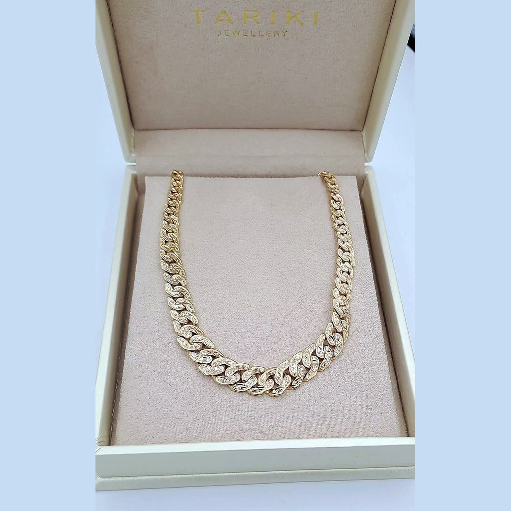 Collier Ras du Cou Maille Cubaine Ciselée Or Rose – or 18 carats | Tariki