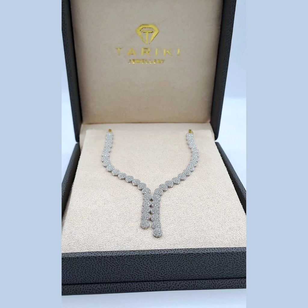 Collier Rivière Cravate Or Blanc - Serti de Pierres – or 18 carats | Tariki