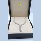Collier Rivière Cravate Or Blanc - Serti de Pierres – or 18 carats | Tariki