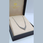 Collier Rivière Or Blanc - Serti de Pierres, Motif V – or 18 carats | Tariki