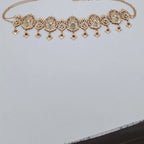 Diadème Beldi Or Rose - Rosaces Serties, Pierres Vertes et Pampilles – or 18 carats | Tariki