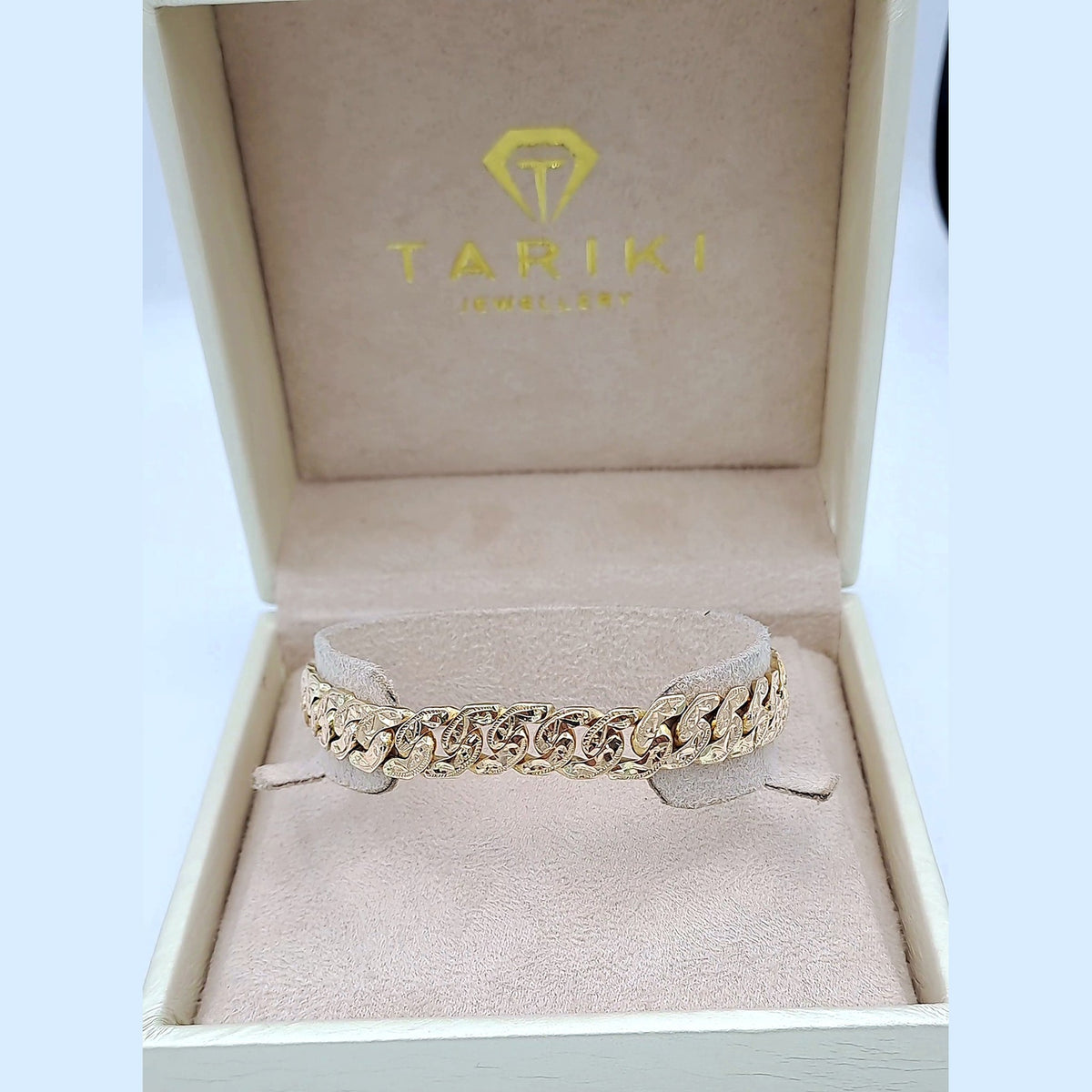 Gourmette Maille Cubaine Ciselée Or Rose – or 18 carats | Tariki