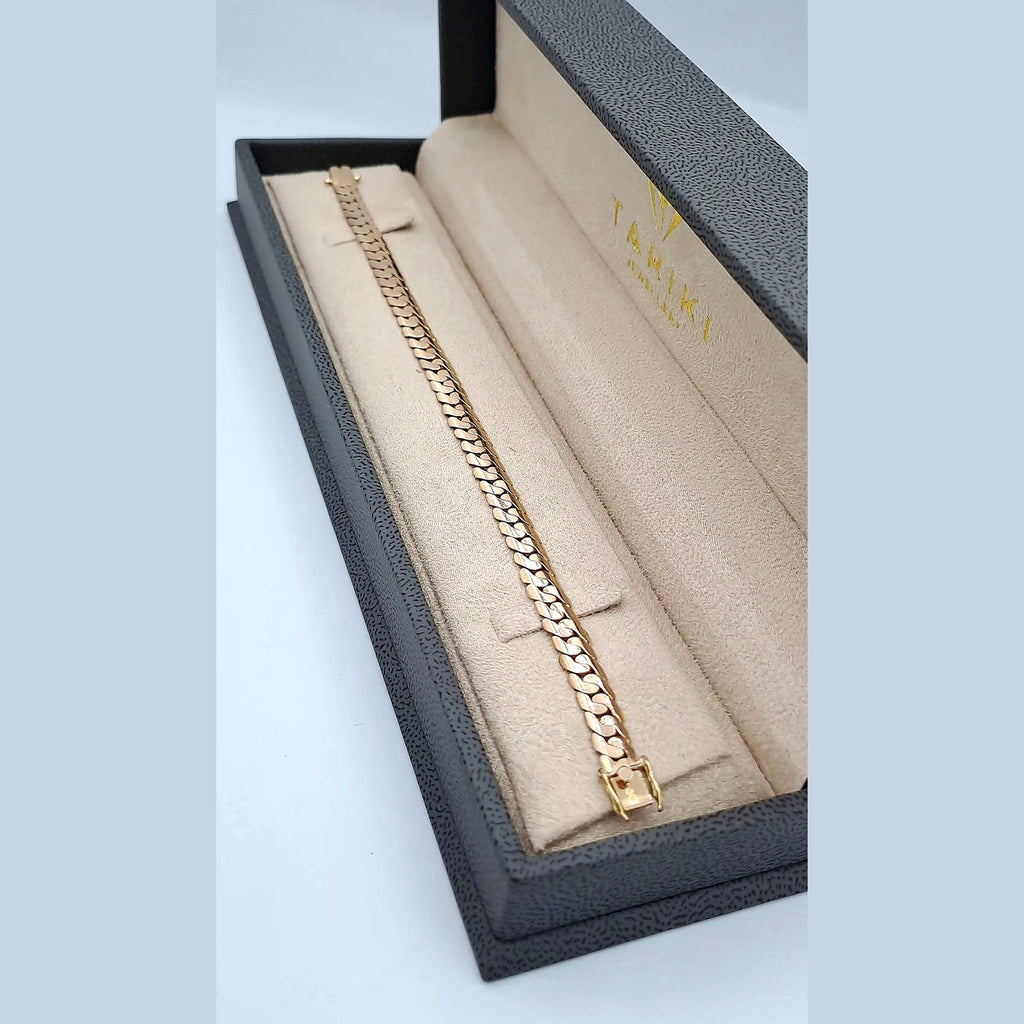 Gourmette Maille Cubaine Or Rose – or 18 carats | Tariki