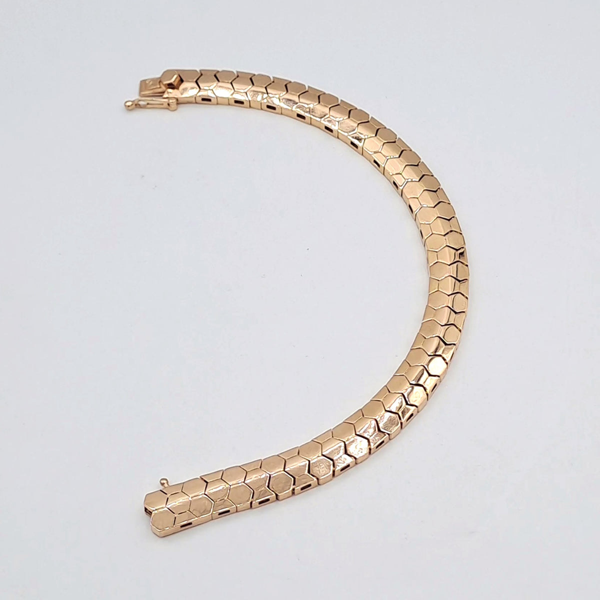 Gourmette Maille Plate Ciselée Or Rose – or 18 carats | Tariki