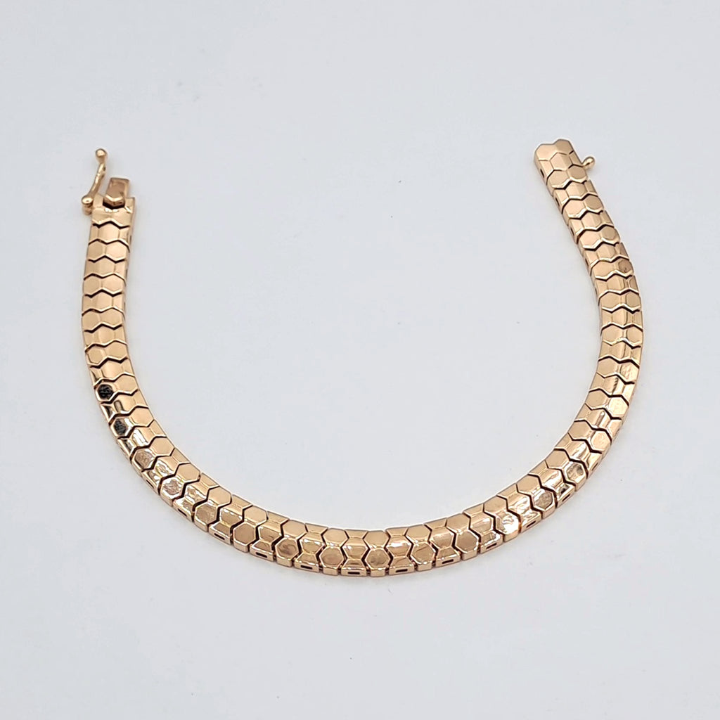 Gourmette Maille Plate Or Rose – or 18 carats | Tariki