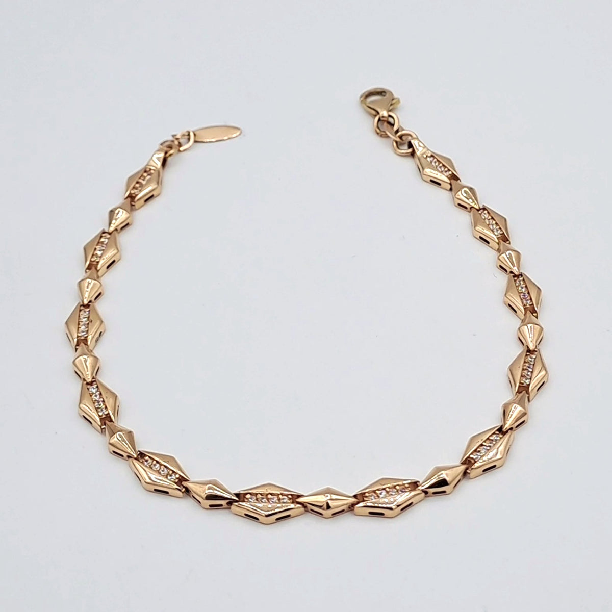 Gourmette Maillons Ovales Or Rose - Sertis de Pierres – or 18 carats | Tariki