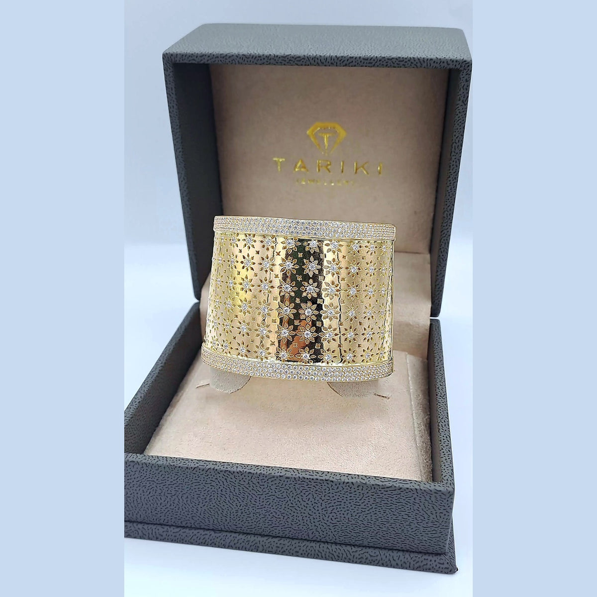 Manchette Large Ajourée Or Rose - Sertie de Pierres – or 18 carats | Tariki