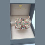 Manchette Large Beldi Or Rose - Émaillée Multicolore Sertie de Pierres, Pierre Verte – or 18 carats | Tariki