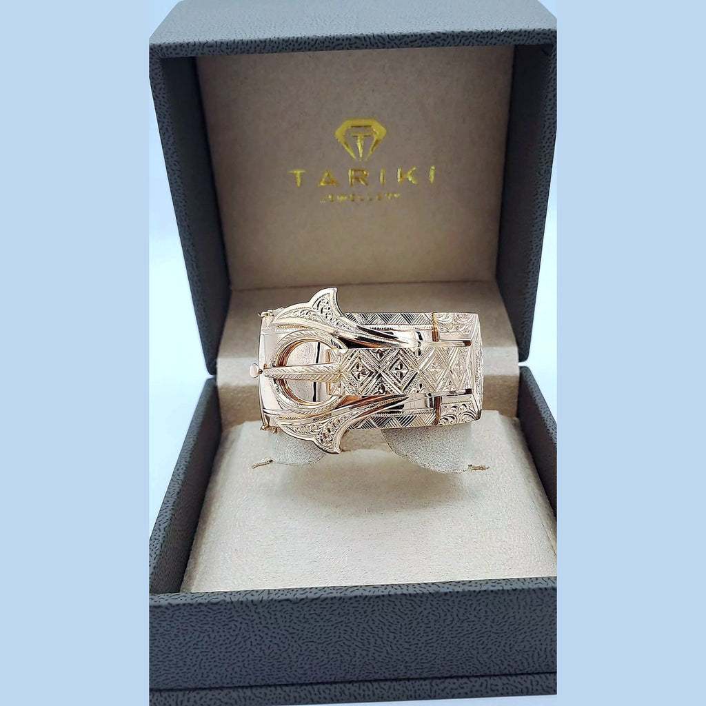 Manchette Large Boucle de Ceinture Beldi Ciselée Or Rose – or 18 carats | Tariki