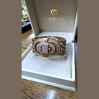 Manchette Maille Cubaine Or Rose - Boucle Pavée de Pierres – or 18 carats | Tariki