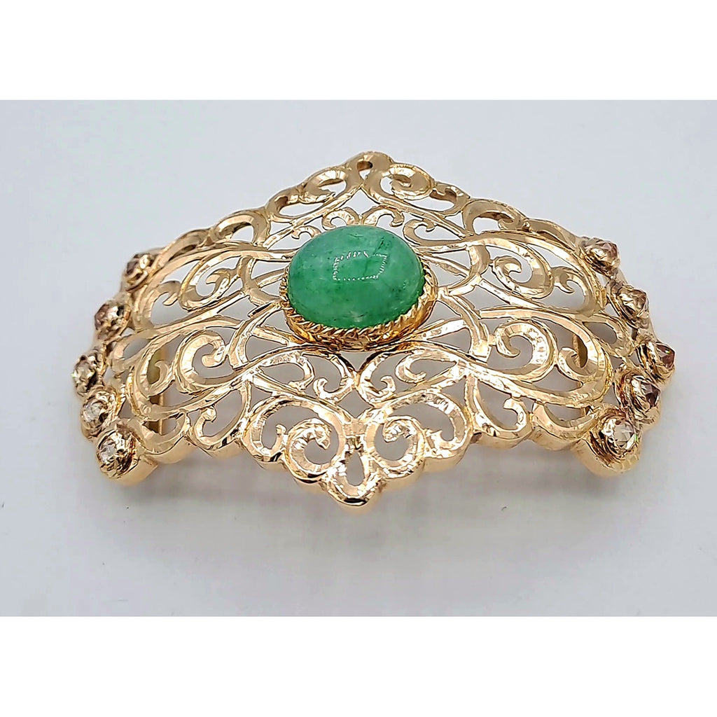 Pendentif Beldi Ajouré Or Rose - Pierre Verte Cabochon – or 18 carats | Tariki