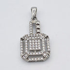 Pendentif Carré Or Blanc - Pavé de Pierres – or 18 carats | Tariki