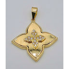 Pendentif Fleur Quatre Pétales Or Jaune - Serti de Pierres – or 18 carats | Tariki