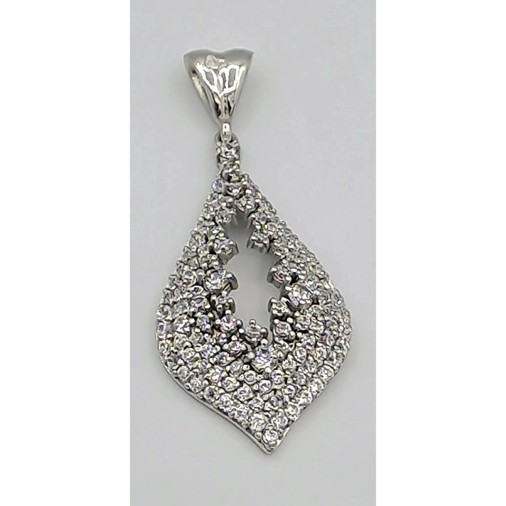 Pendentif Goutte Ajourée Or Blanc - Pavée de Pierres – or 18 carats | Tariki