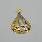 Pendentif Goutte Ajourée Or Jaune et Blanc - Croissant Serti – or 18 carats | Tariki