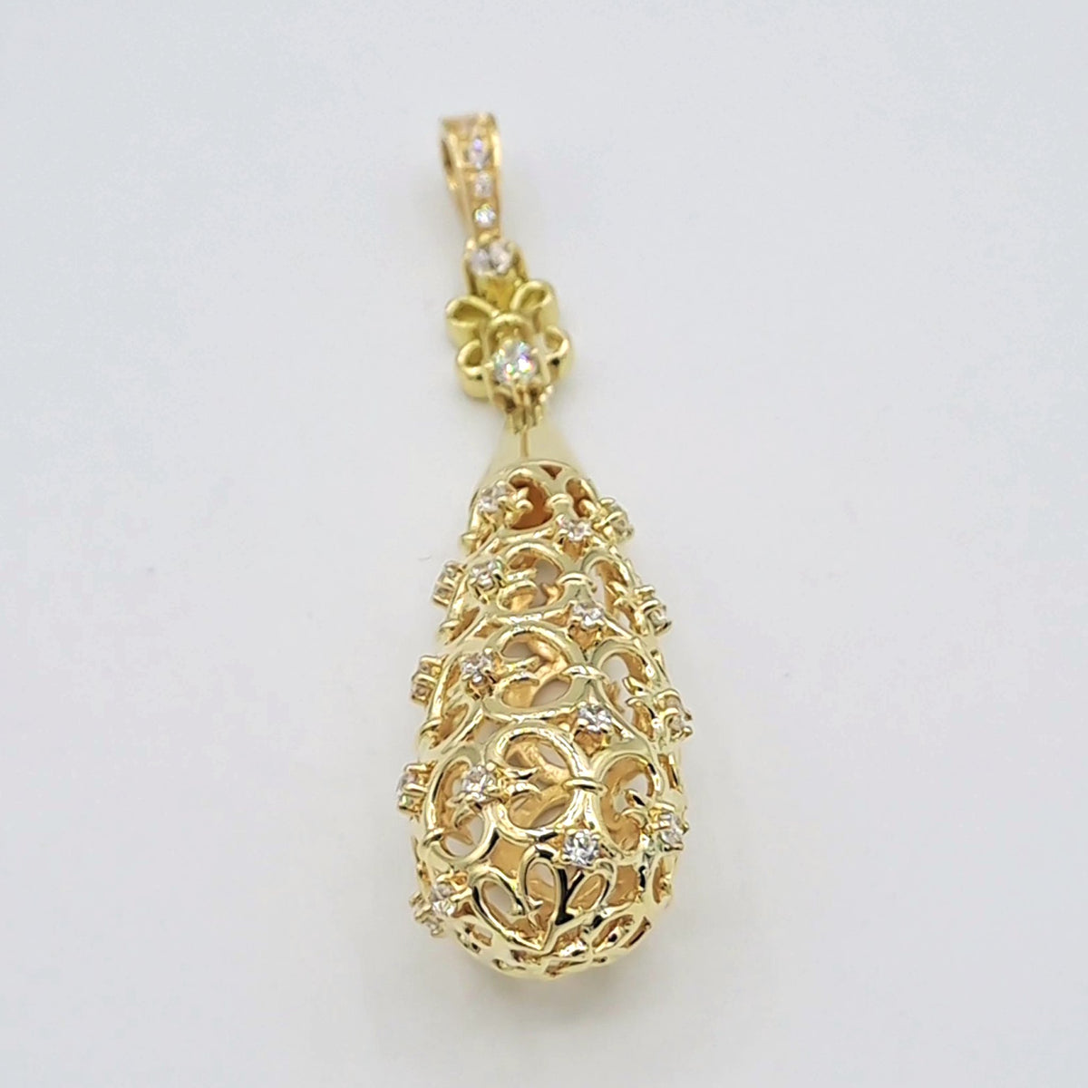 Pendentif Goutte Ajourée Or Jaune - Sertie de Pierres – or 18 carats | Tariki