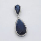 Pendentif Goutte Pierre Bleue Or Blanc - Entourage Serti de Pierres – or 18 carats | Tariki