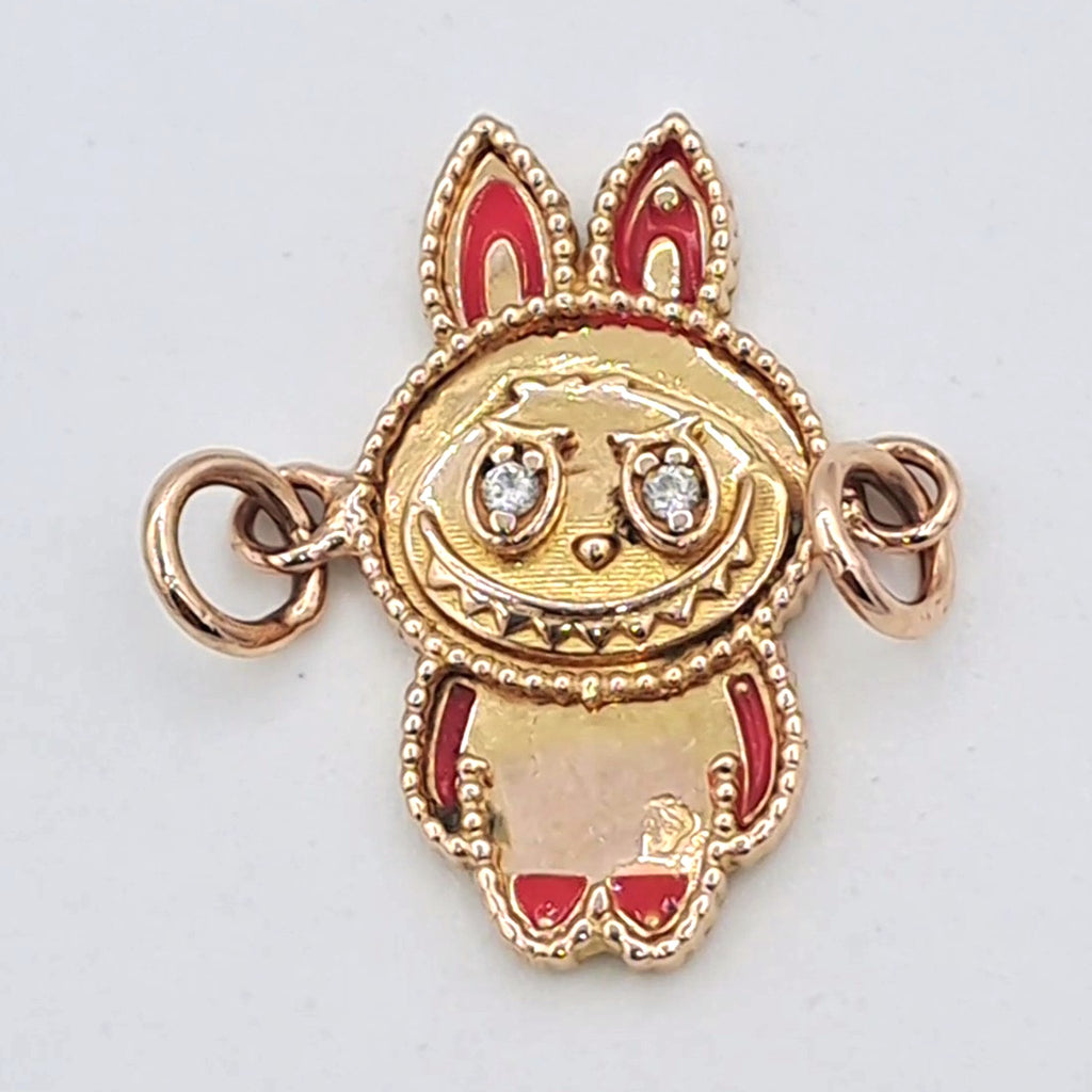 Pendentif Lapin Or Rose - Serti, Émail Rouge – or 18 carats | Tariki