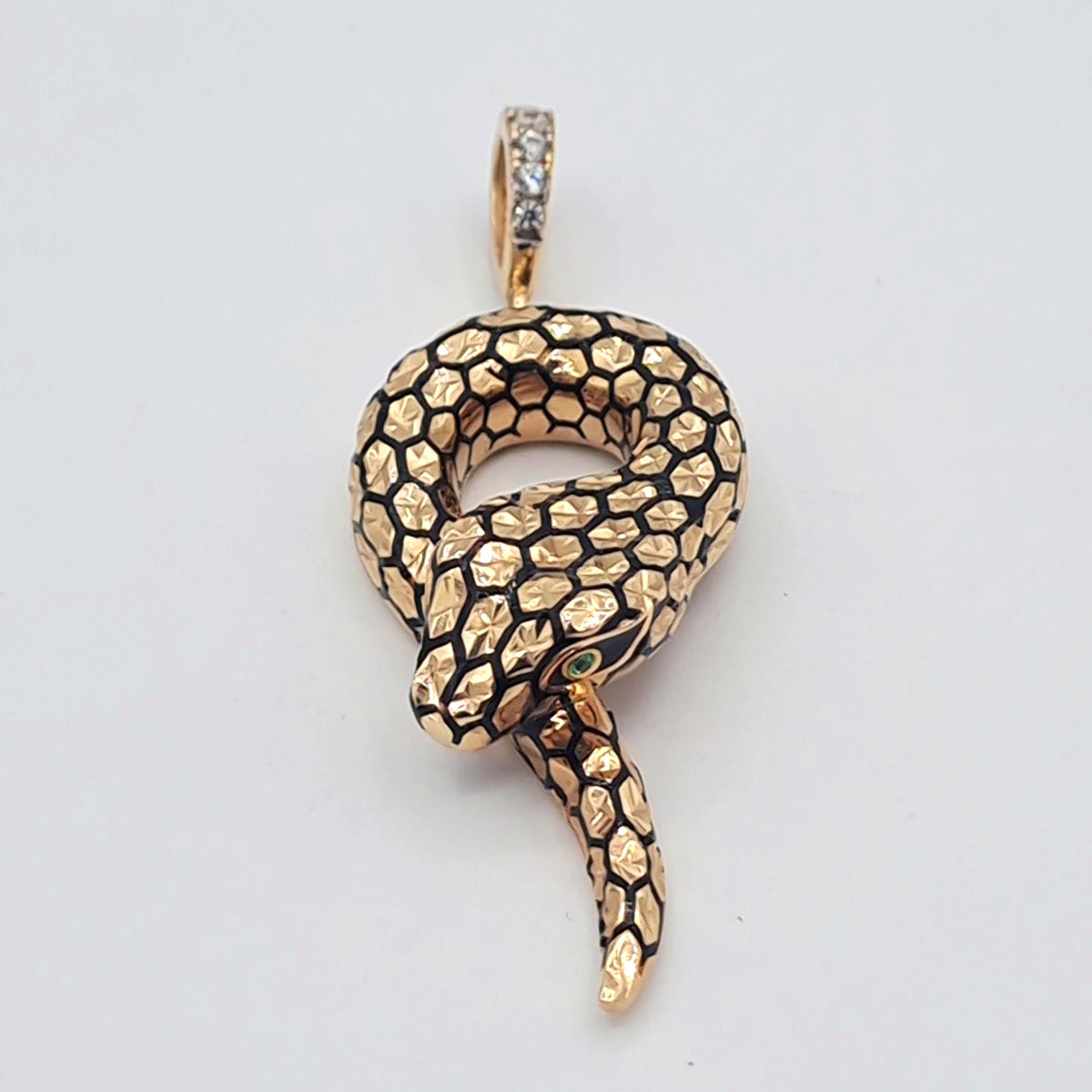 Pendentif Serpent Enroulé Or Rose - Émaillé Noir Serti – or 18 carats | Tariki