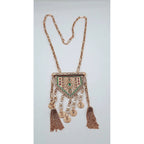 Sautoir Beldi Or Rose - Pendentif Serti, Rosaces et Pompons – or 18 carats | Tariki