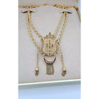 Sautoir Boulhya Double Corde Or Rose - Pendentif Serti, Pompons – or 18 carats | Tariki