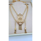 Sautoir Boulhya Double Corde Or Rose - Pendentif Serti, Pompons – or 18 carats | Tariki
