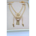 Sautoir Boulhya Double Corde Or Rose - Pendentif Serti, Pompons – or 18 carats | Tariki
