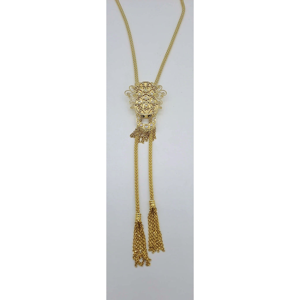 Sautoir Boulhya Or Jaune - Pendentif Ajouré, Pompons – or 18 carats | Tariki