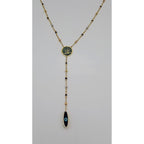 Sautoir Cravate Or Jaune - Médaillon Calligraphie Émaillé, Œil et Perles Noires – or 18 carats | Tariki
