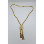 Sautoir Cravate Or Jaune - Rosace Sertie et Pompons – or 18 carats | Tariki