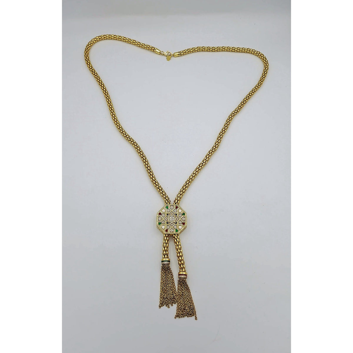 Sautoir Cravate Or Jaune - Rosace Sertie et Pompons – or 18 carats | Tariki