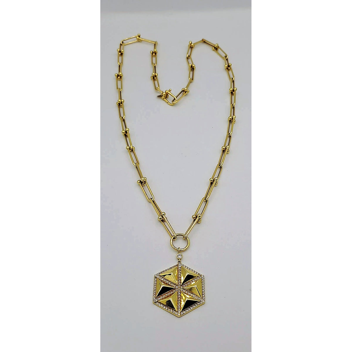 Sautoir Maillons Or Jaune - Pendentif Hexagonal Étoile Émaillée – or 18 carats | Tariki