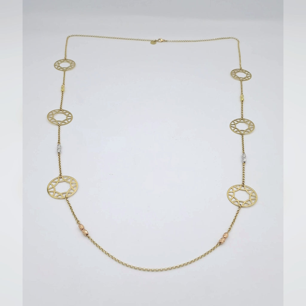 Sautoir Or Jaune - Rosaces Ajourées en Station – or 18 carats | Tariki