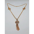 Sautoir Or Rose - Pendentif Éventail à Franges Serti – or 18 carats | Tariki